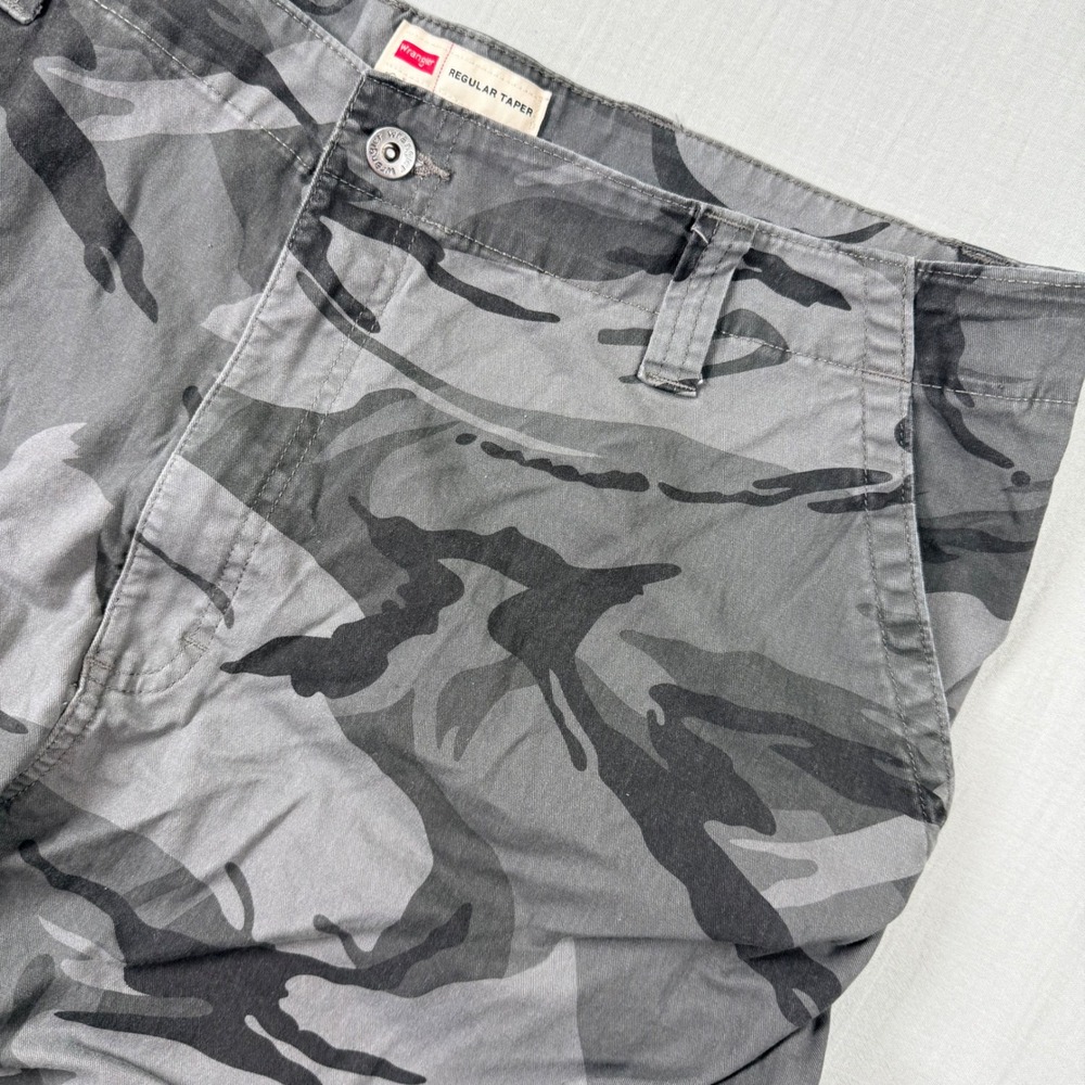 Wrangler Camo Cargo Pants Mens 42x30 (42x29) Gray Regular Taper Utility Tactical